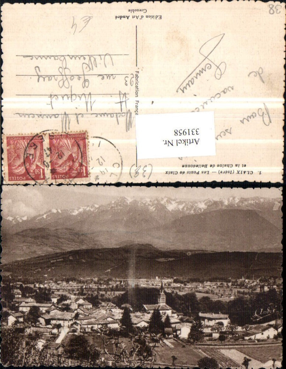 331958,Rhone-Alpes Isere Claix Les Ponts de Claix et la Chaine de Belledonne Totale Bergkulisse