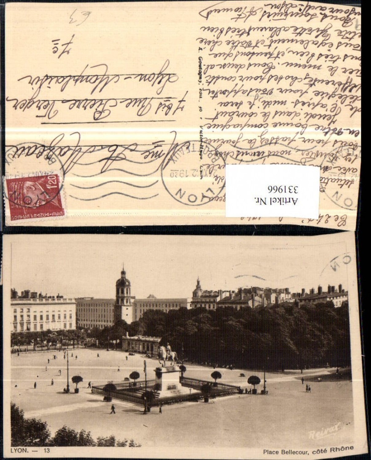 331966,Rhone-Alpes Rhone Lyon Place Bellecour Platz Denkmal