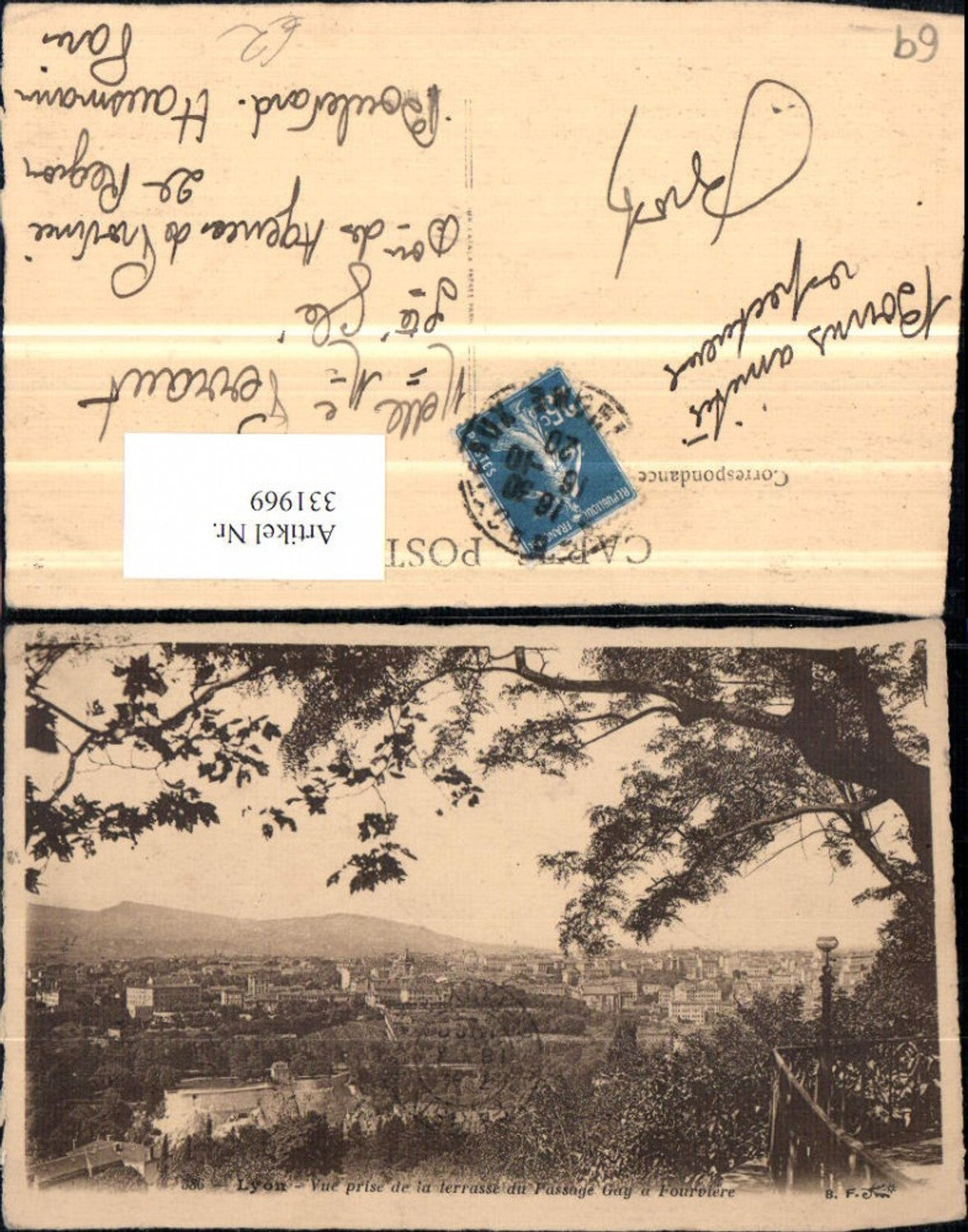 331969,Rhone-Alpes Rhone Lyon Vue prise de la terrasse du Passage Gay a Fourviere Totale