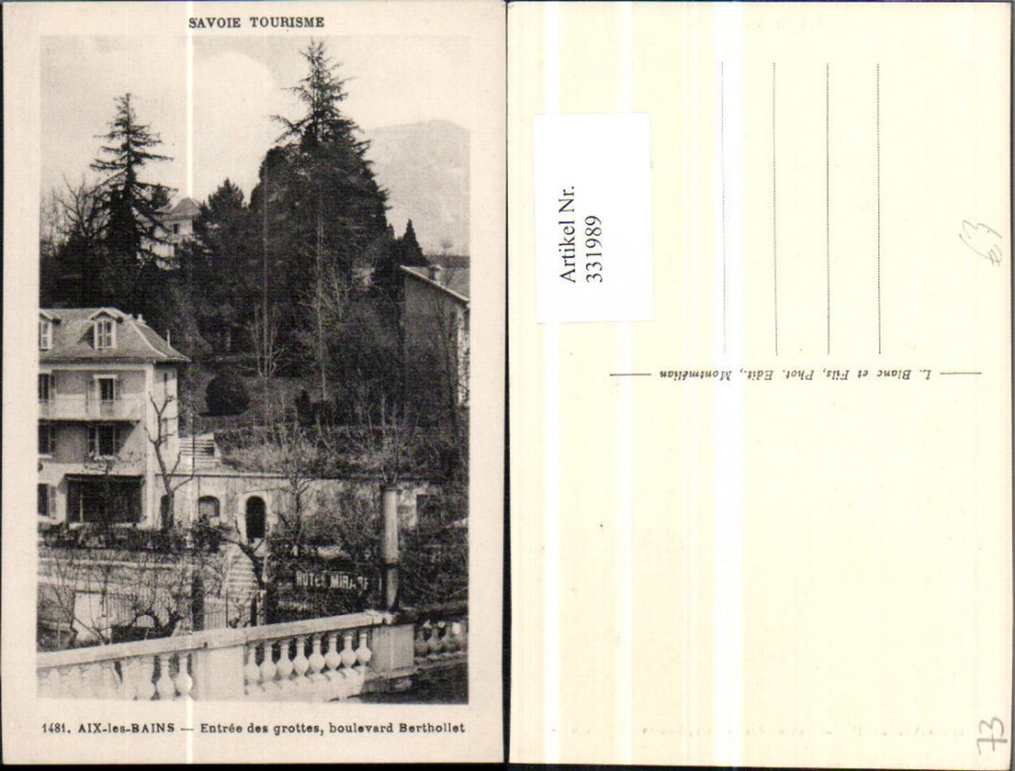 331989,Rhone-Alpes Savoie Aix-les-Bains Entree des grottes boulevard Berthollet