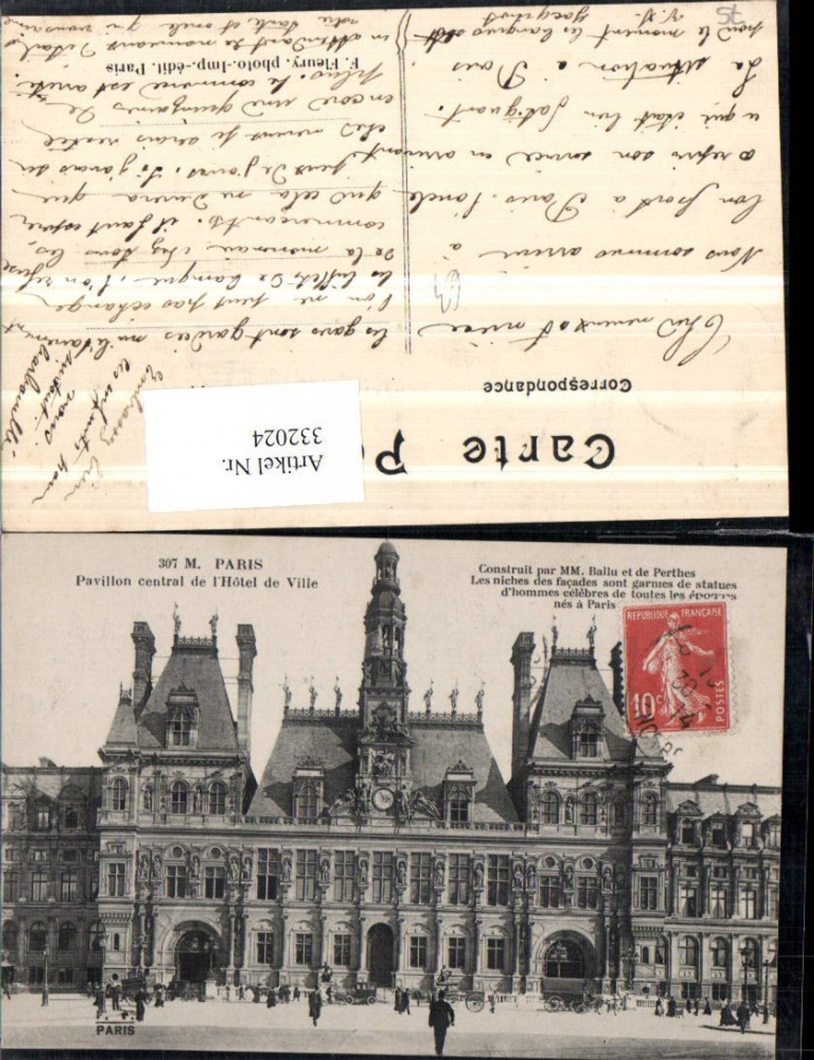 332024,Ile-de-France Paris Pavillon central de l'Hotel de Ville Rathaus