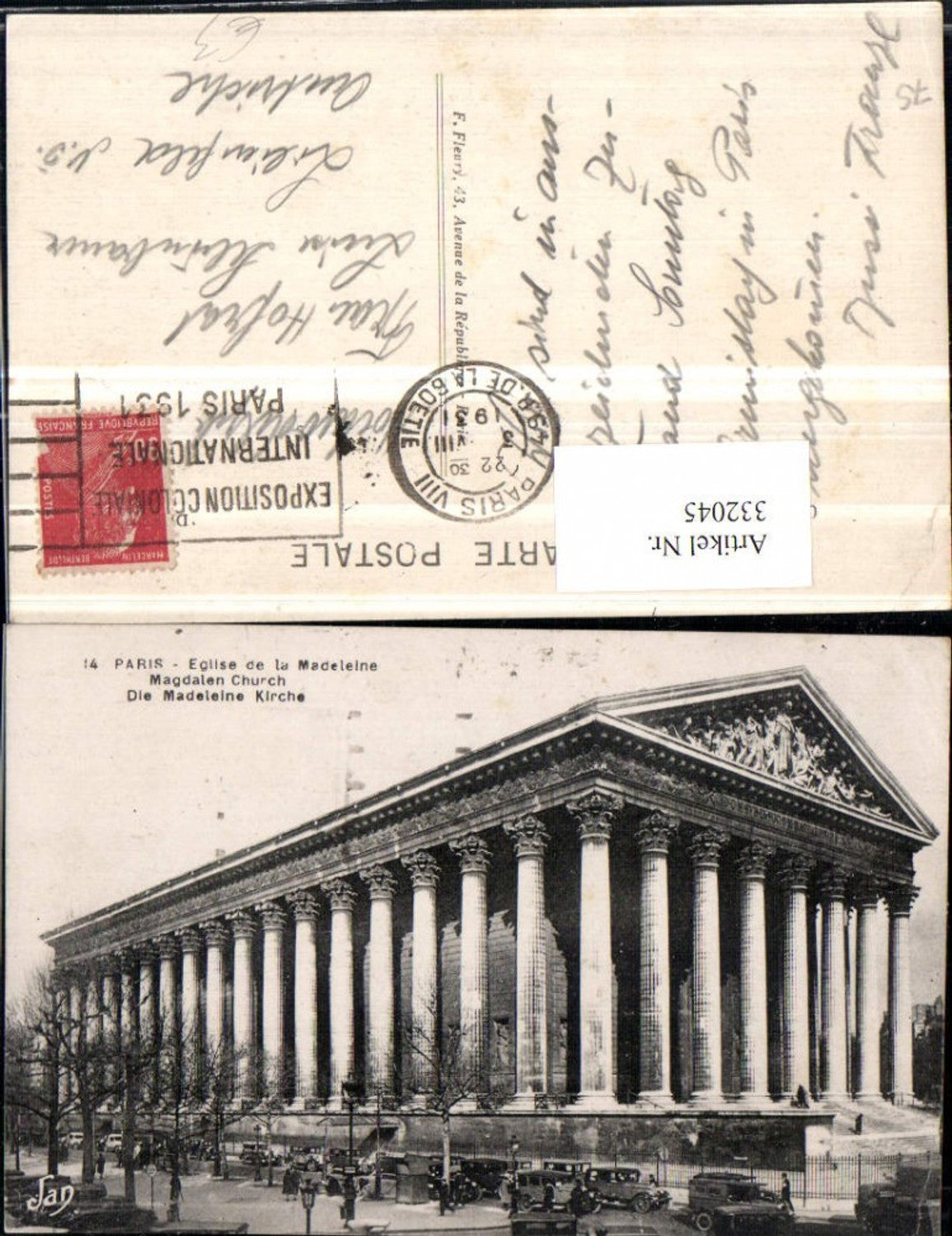 332045,Ile-de-France Paris Eglise de la Madeline Kirche