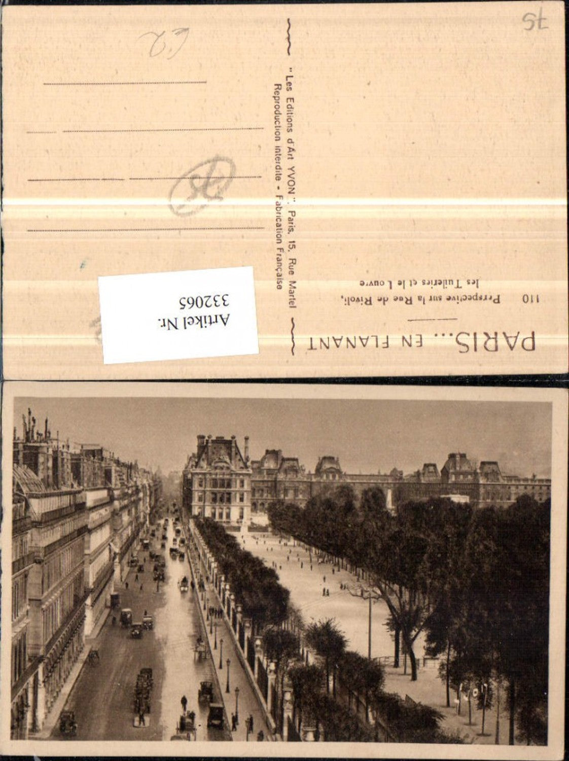 332065,Ile-de-France Paris Perspective on the Rue de Rivoli les Tuileries and the Louvre