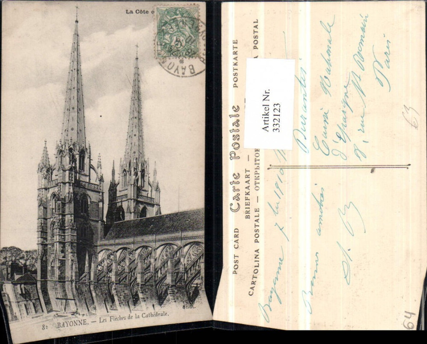 332123,Aquitanien Pyrenees-Orientales Bayonne Les Fleches de la Cathedrale Kirche