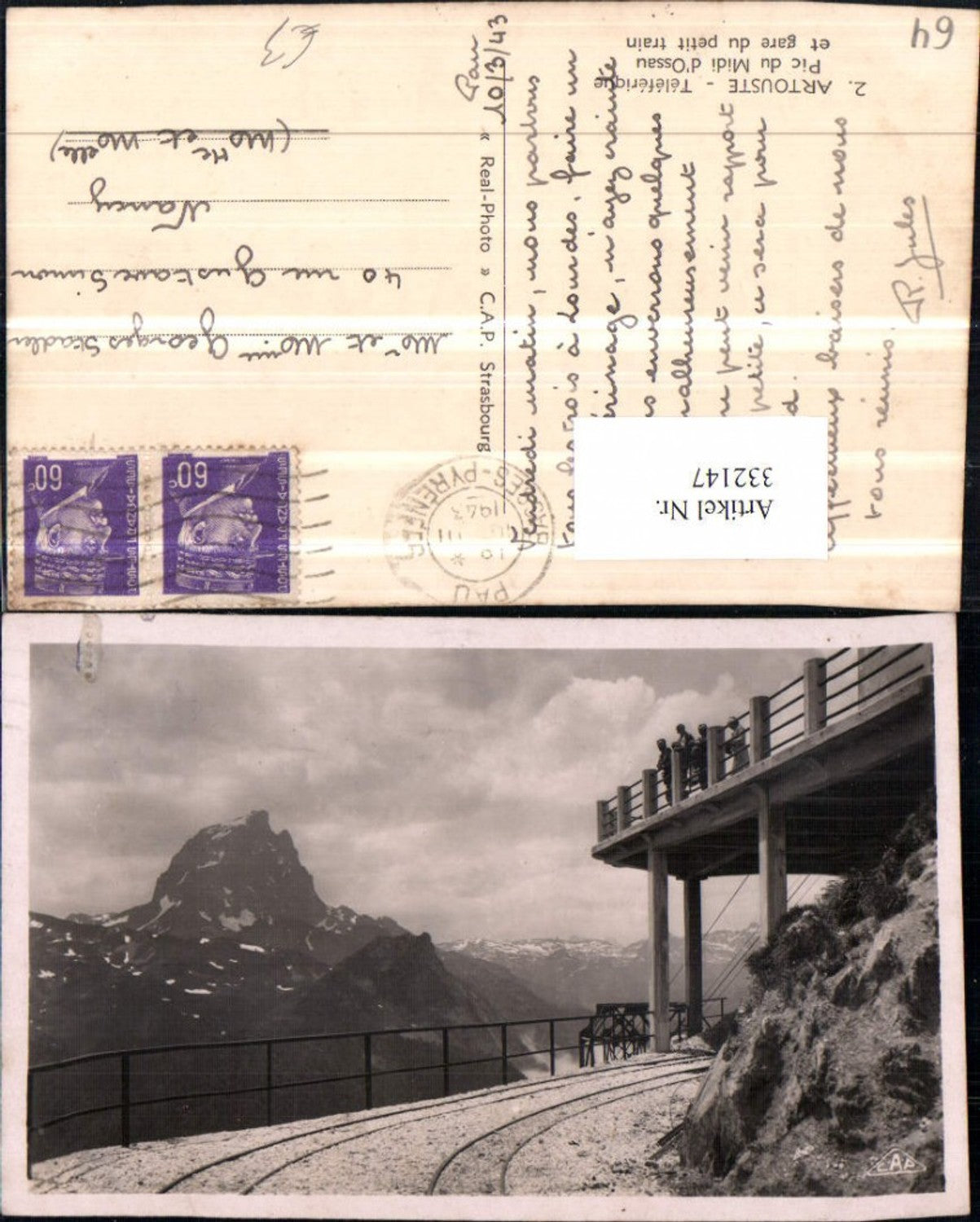 332147,Aquitaine Pyrenees-Orientales Artouste Pic du Midi d'Ossau and gare du petit train Mountain backdrop