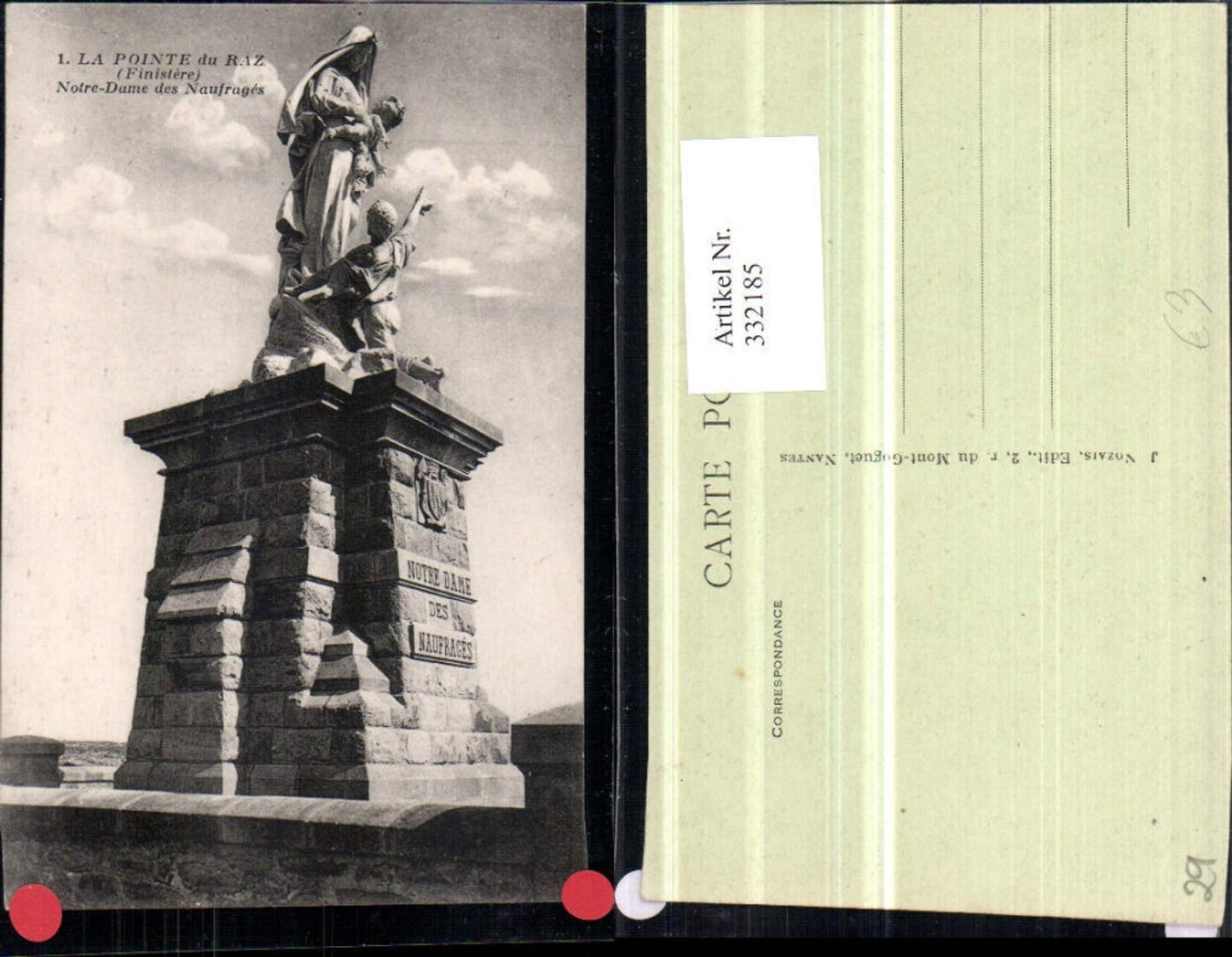 332185,Bretagne Finistere La Pointe du Raz Notre-Dame des Naufrages Marienstatue