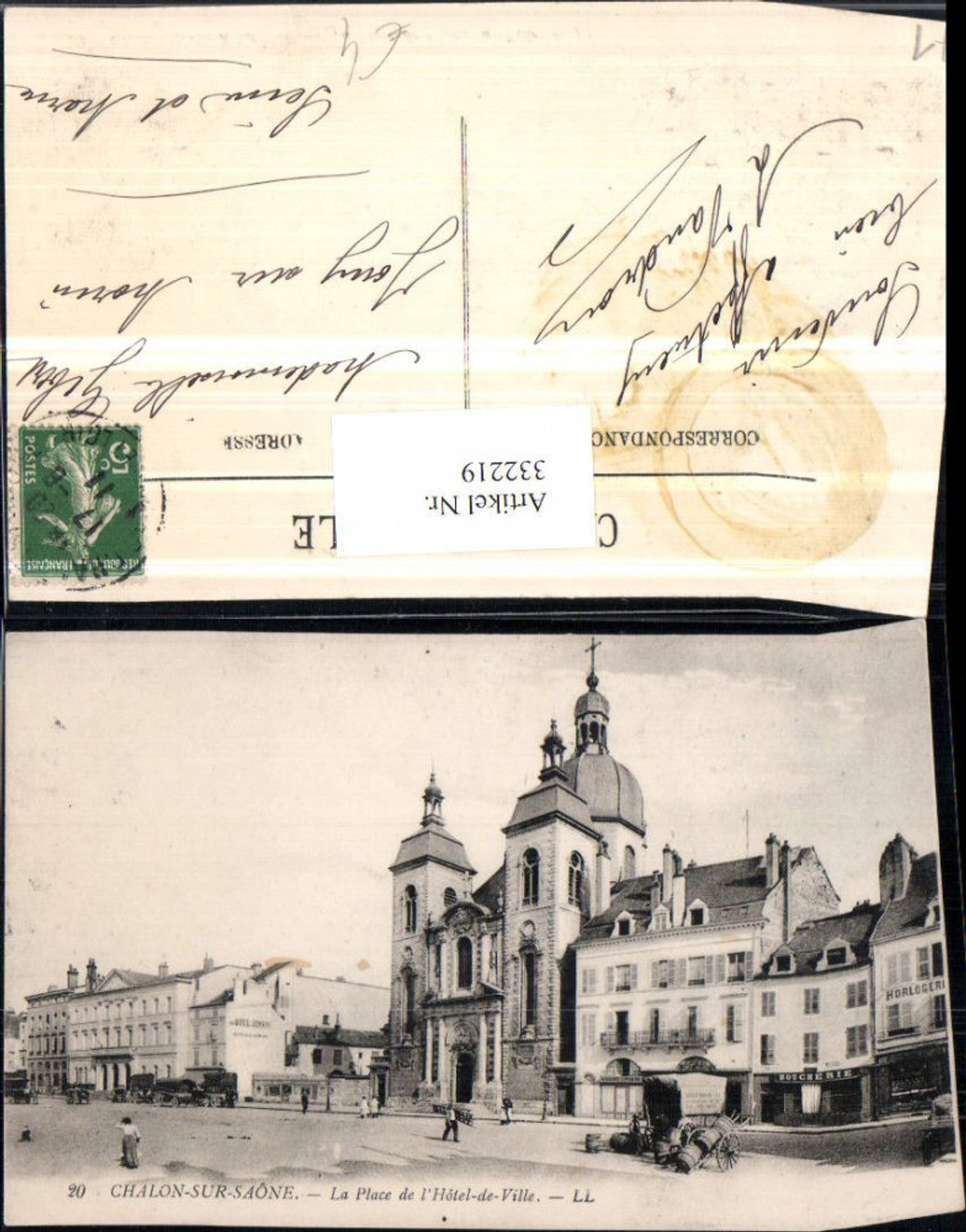 332219,Burgund Saone-et-Loire Chalon-sur-Saone La Place de l'Hotel de Ville Rathaus Kirche