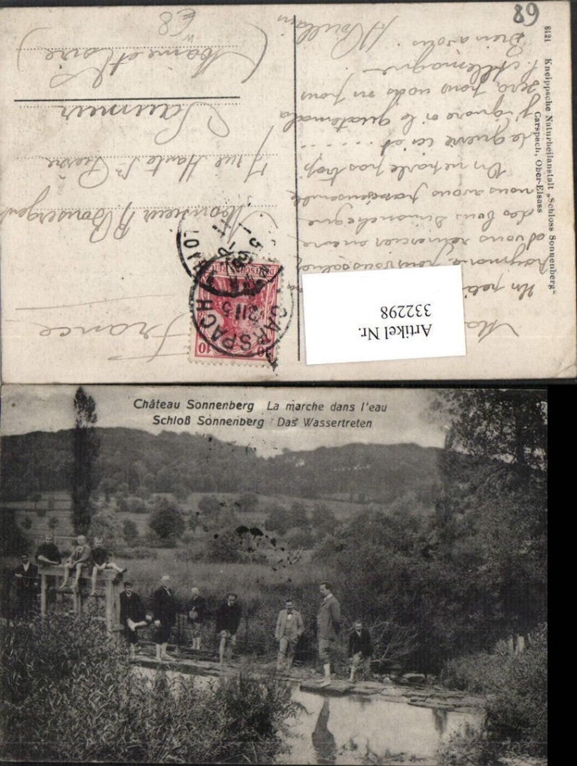 332298,Elsass Haut-Rhin Chateau Sonnenberg La marche dasn l'eau Wassertreten