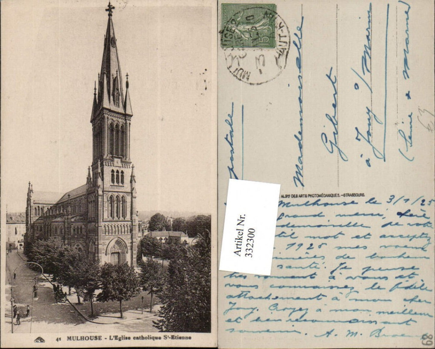 332300,Elsass Haut-Rhin Mulhouse L'Eglise eatholique St-Etienne Kirche