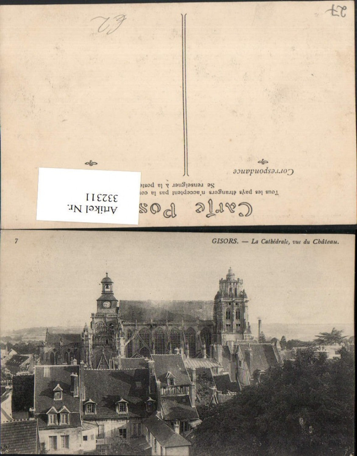 332311,Haute-Normandie Eure Gisors La Cathedrale vue du Chateau Kirche
