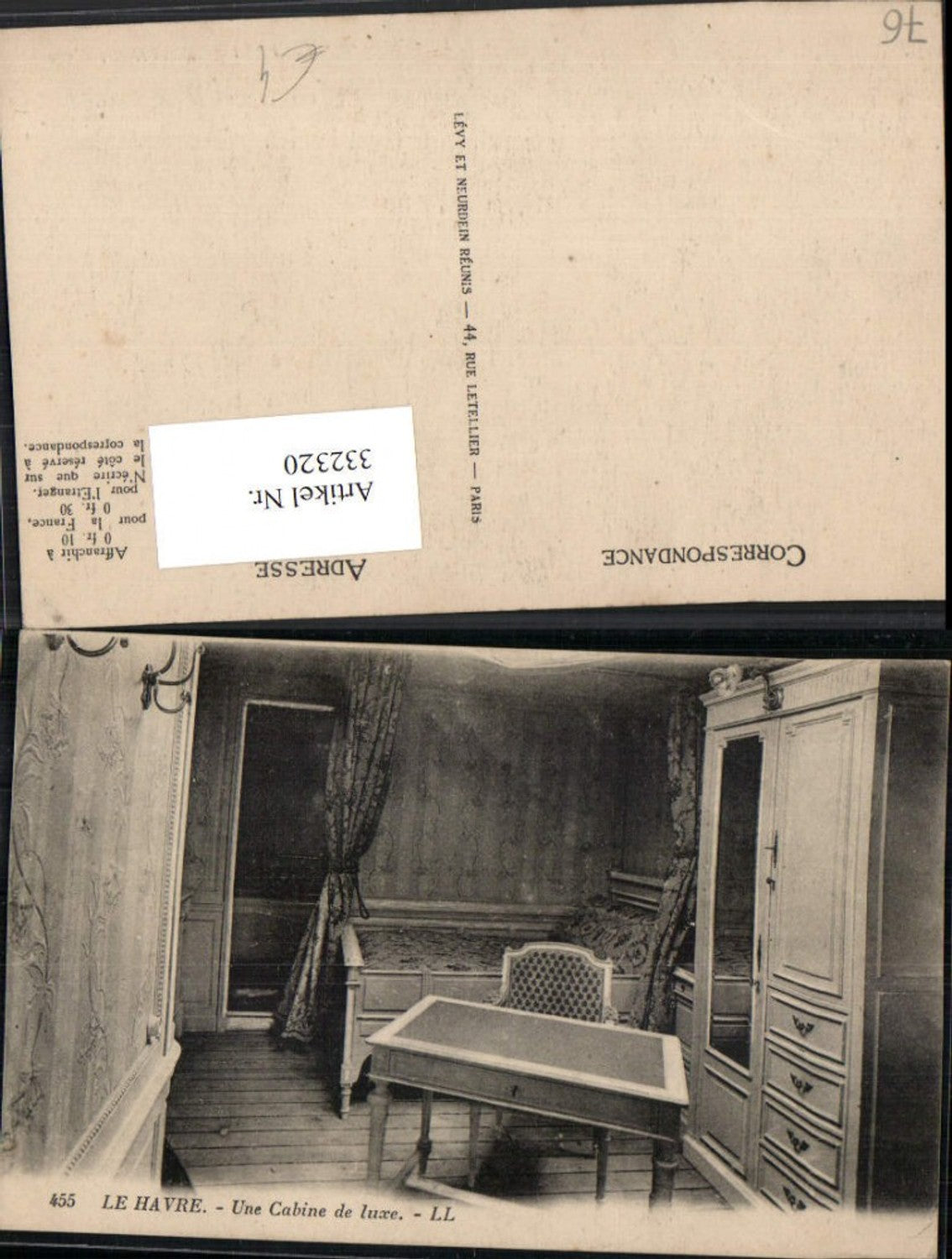 332320,Haute-Normandie Seine-Maritime Havre Une Cabine de luxe Kabine Schrank Bett