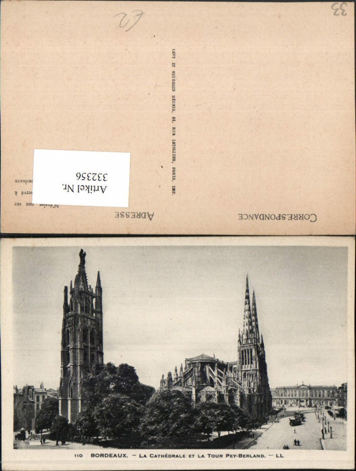 332356,Aquitaine Gironde Bordeaux La Cathedrale et la tour Pey-Berland Church