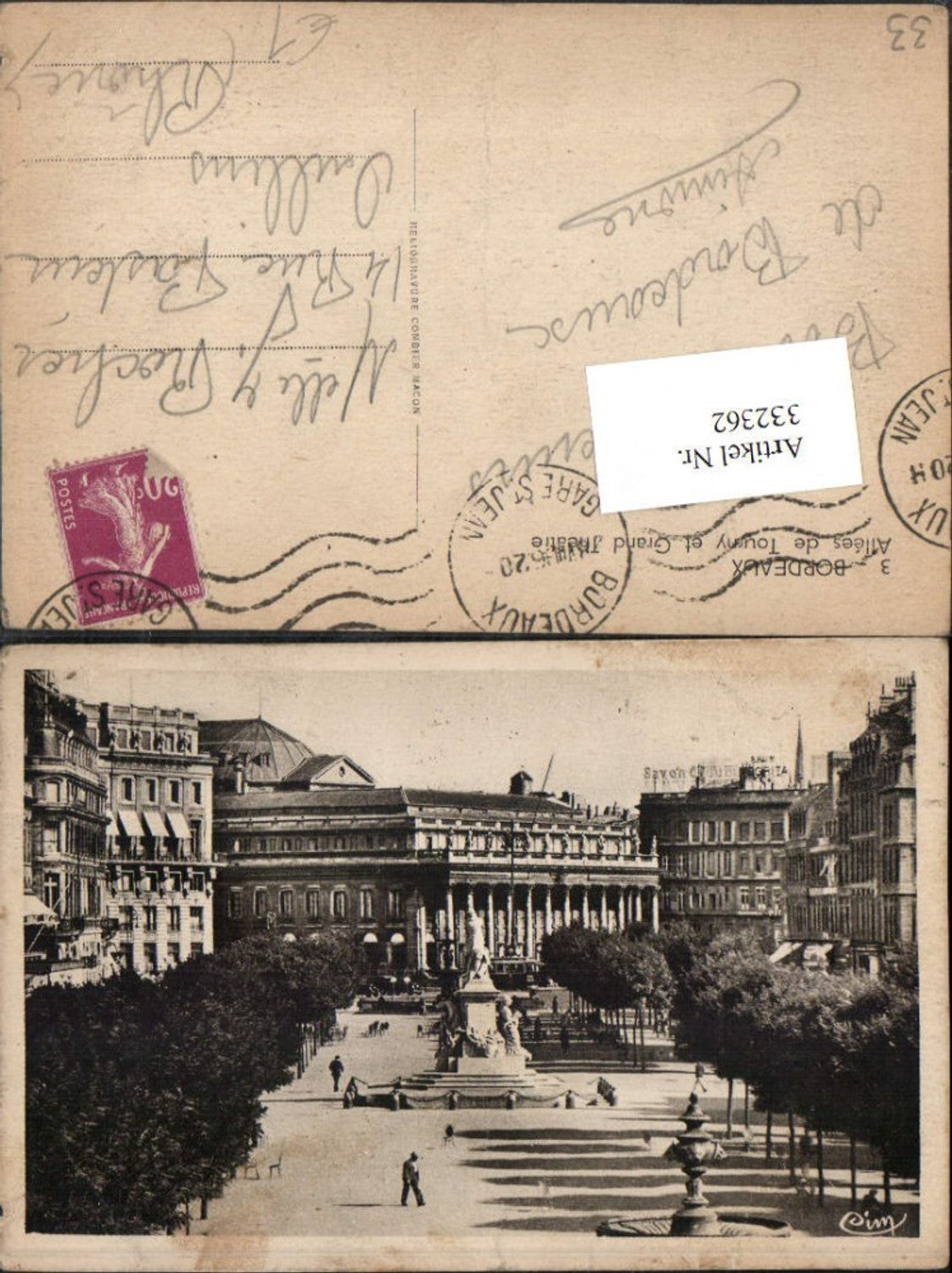 332362,Aquitaine Gironde Bordeaux Allees de Tourny et Grand Theater Theater