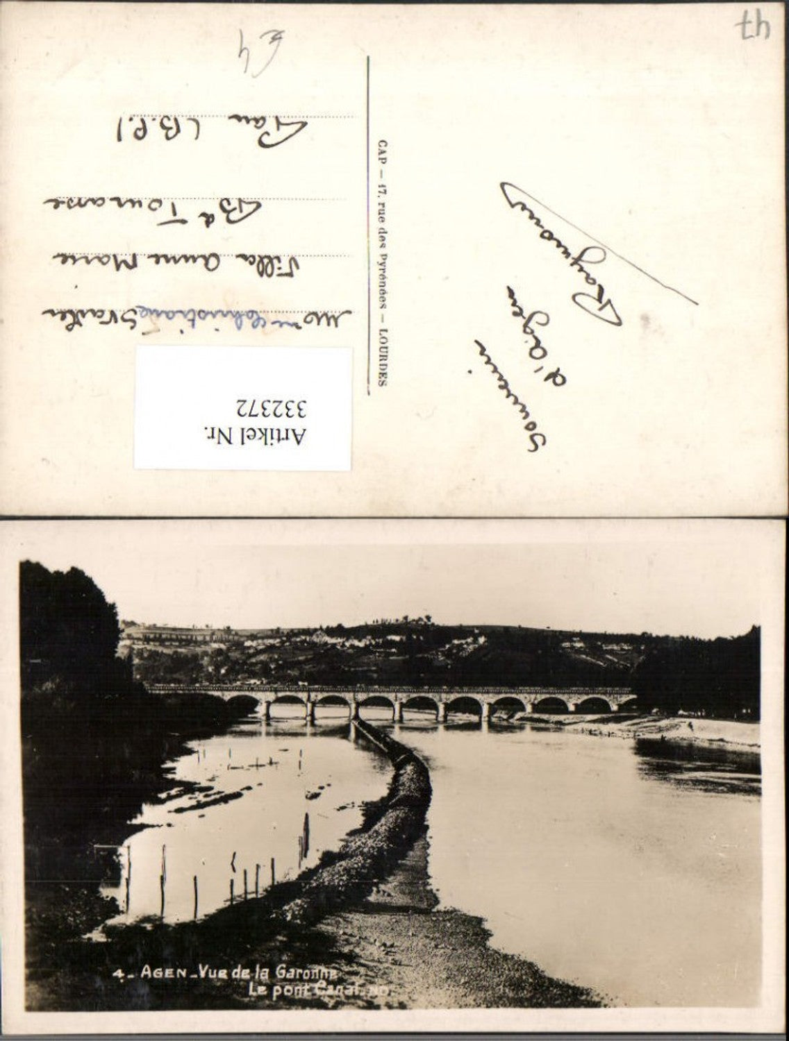 332372,Aquitanien Lot-et-Garonne Agen Vue de la Garonne Le pont Canal Brücke