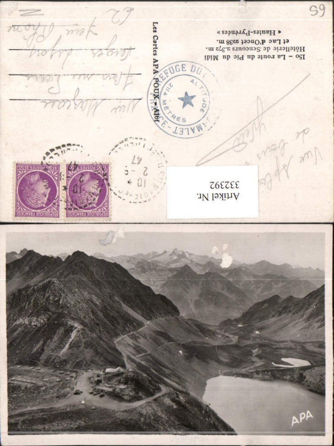 332392,Midi-Pyrenees Hautes-Pyrenees La route du Pic du Midi See Bergkulisse