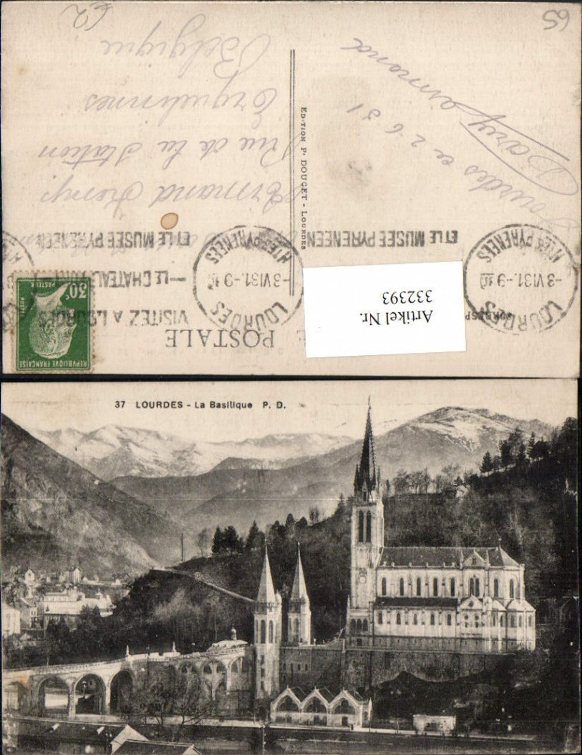 332393,Midi-Pyrenees Hautes-Pyrenees Lourdes La Basilique Kirche Bergkulisse