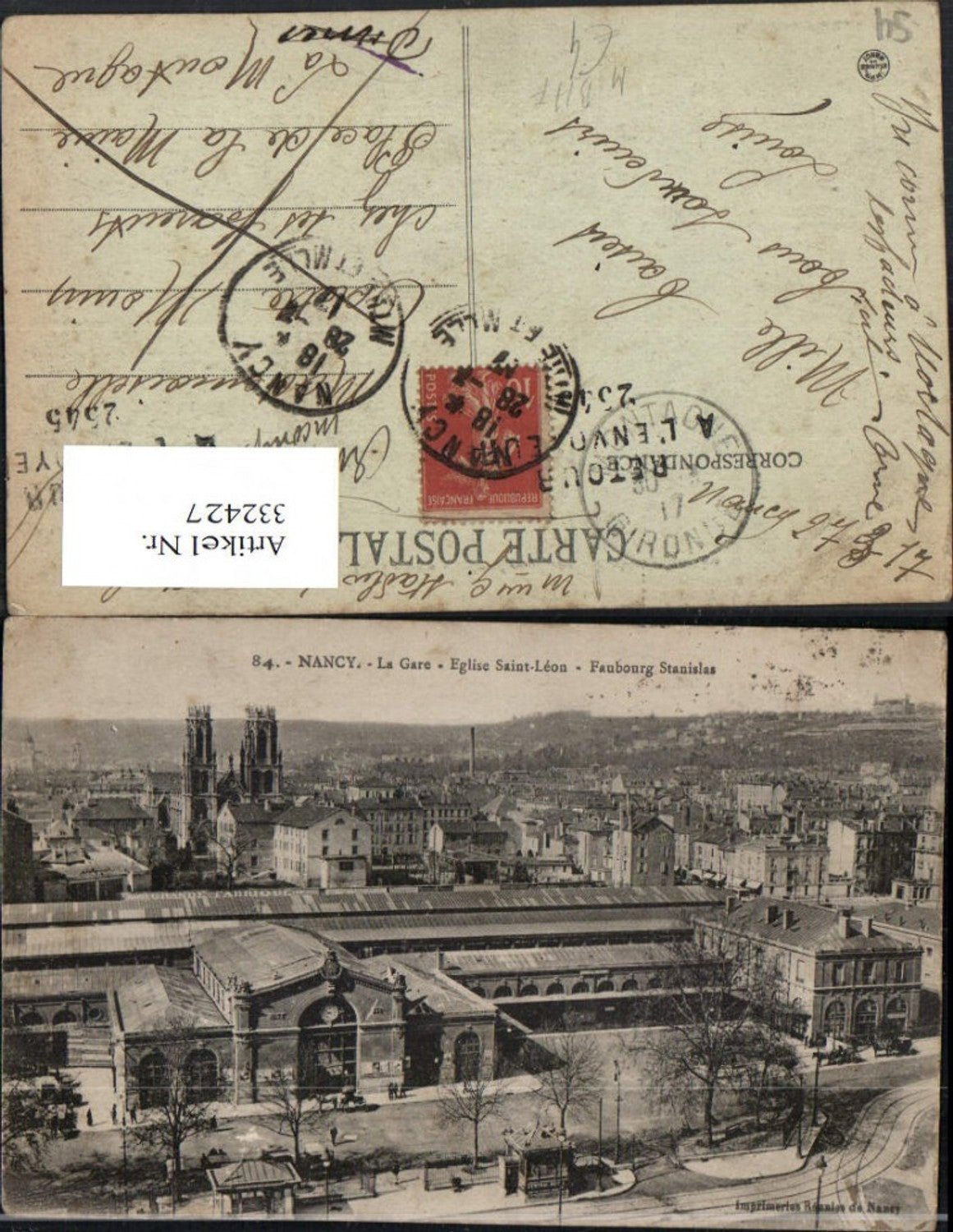 332427,Lothringen Meurthe-et-Moselle Nancy La Gare Eglise Saint-Leon Bahnhof Kirche