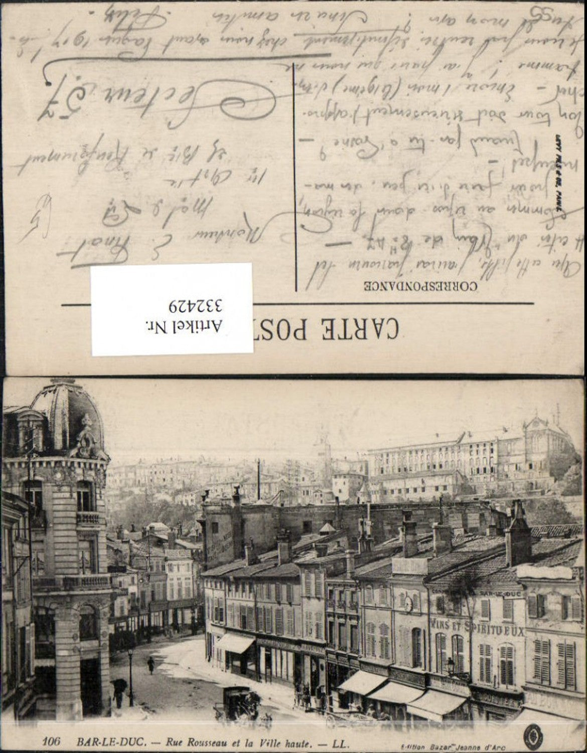 332429,Lothringen Meuse Bar-le-Duc Rue Rousseau et la Ville haute Teilansicht
