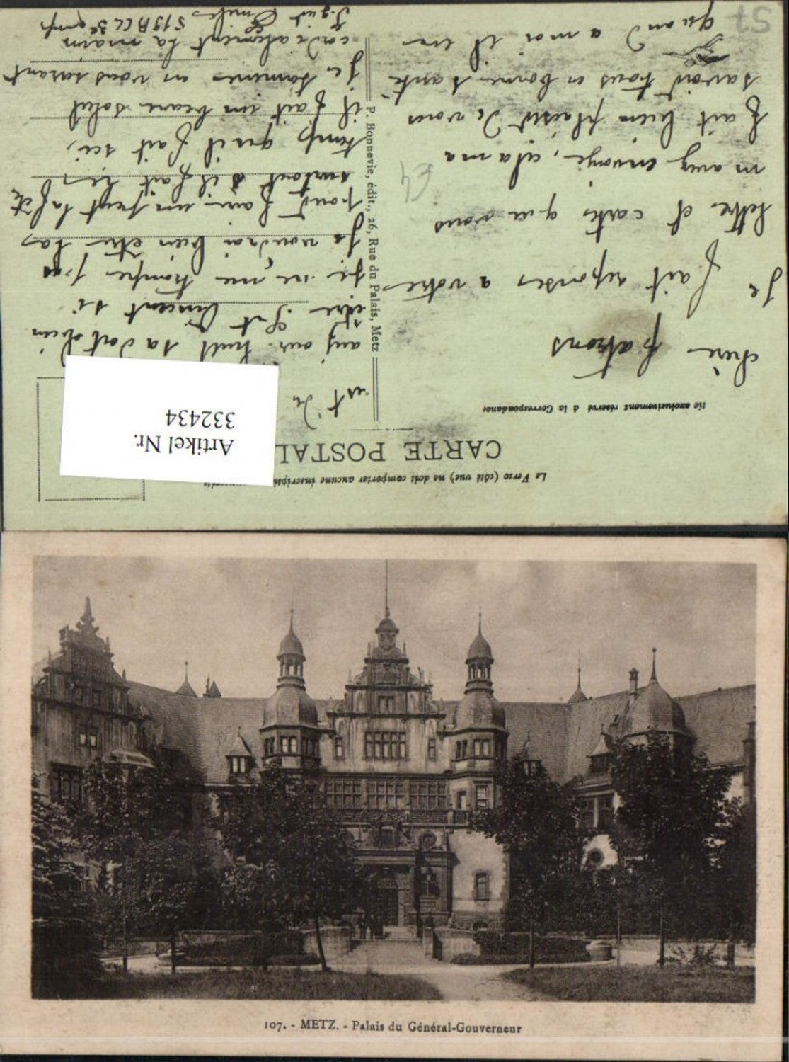332434,Lothringen Moselle Metz Palais du General-Gouverneur Schloss