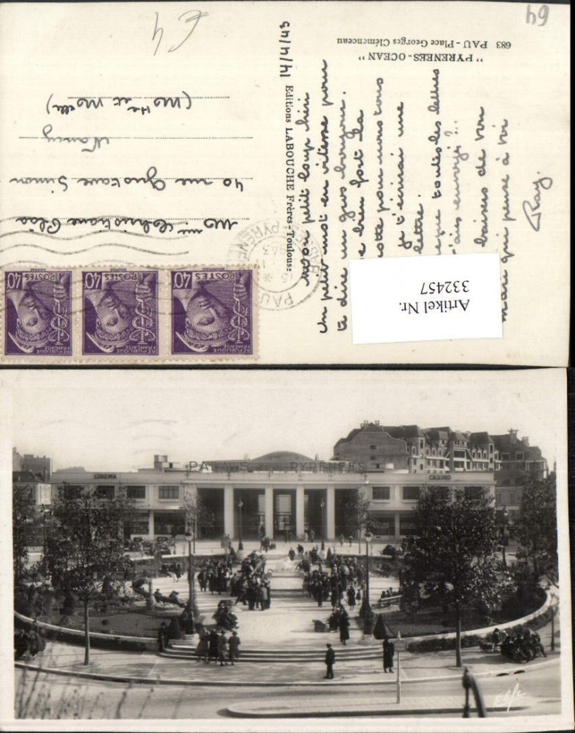 332457,Aquitanien Pyrenees-Atlantiques Pau Place Georges Clemenceau Platz Palais