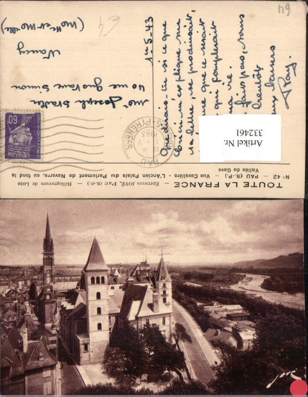 332461,Aquitanien Pyrenees-Atlantiques Pau Vue Cavaliere L'Ancien Palais du Parlement de Navarre