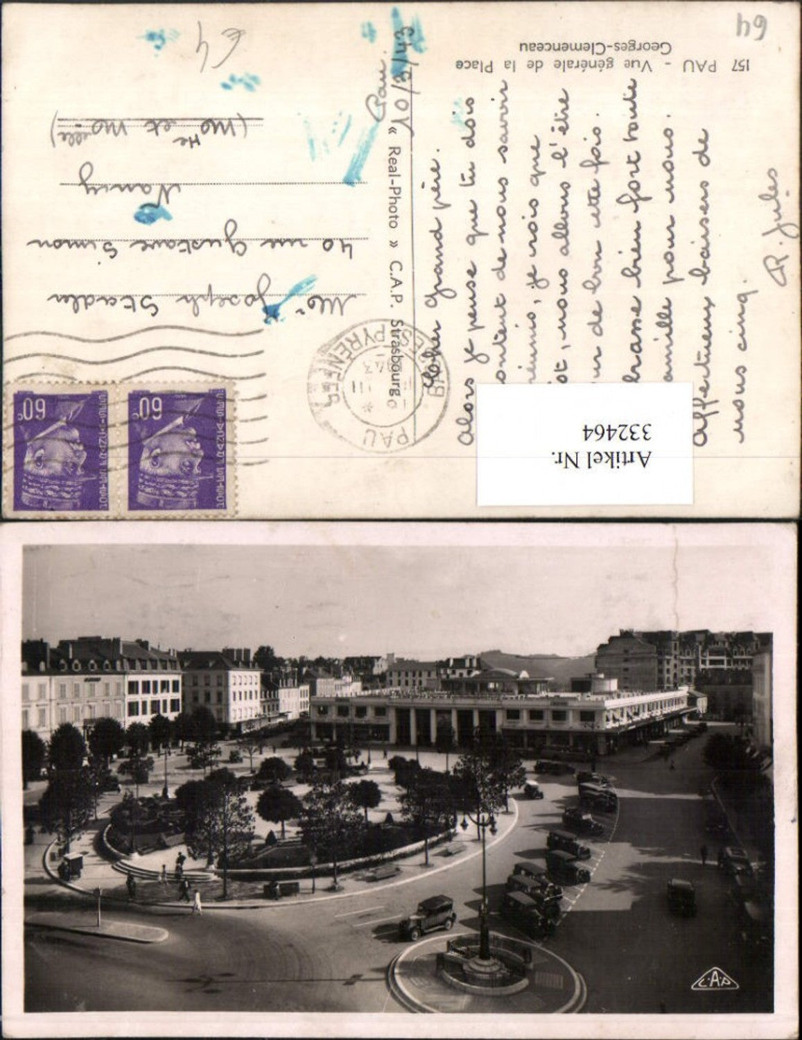 332464,Aquitanien Pyrenees-Atlantiques Pau Vue generale de la Place Georges-Clemenceau Platz