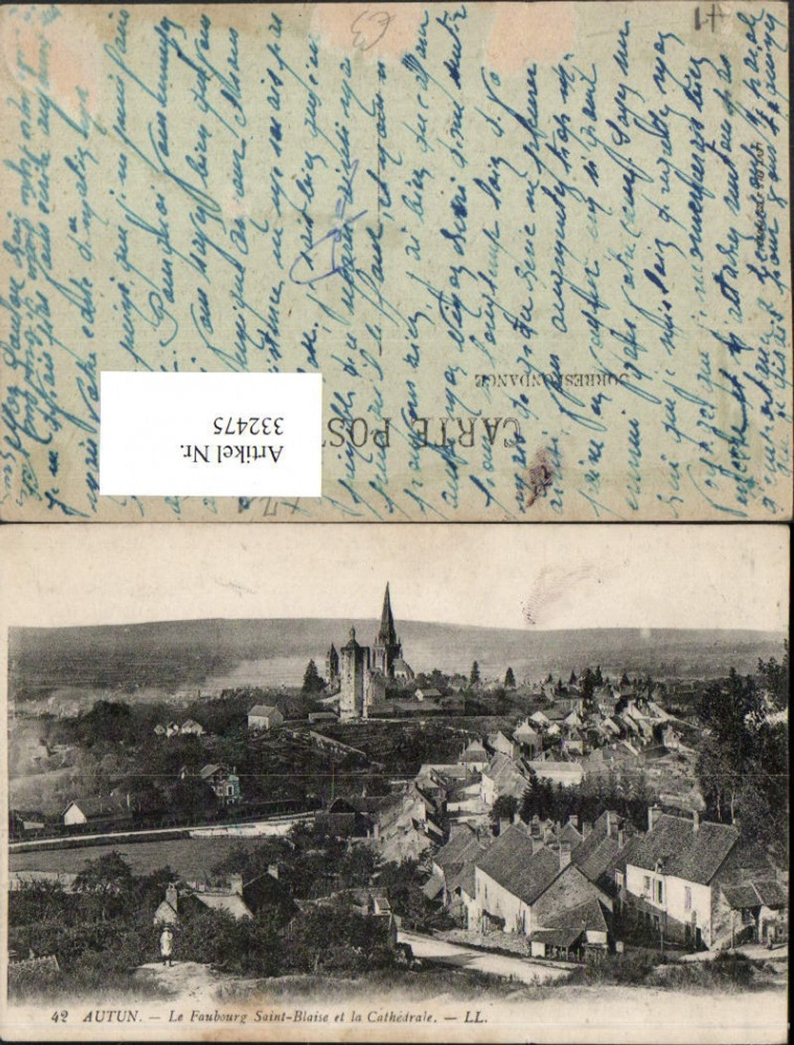 332475,Burgund Saone-et-Loire Autun Le Faubourg Saint-Blaise et la Cathedrale Totale