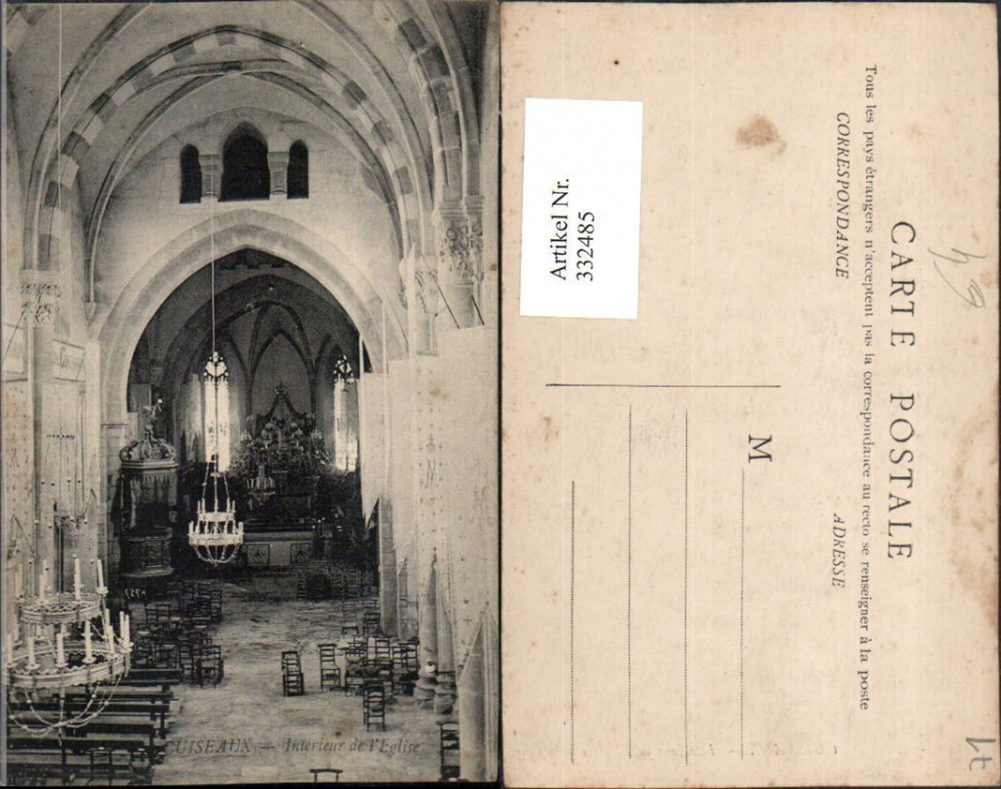 332485,Burgund Saone-et-Loire Cuiseaux Interieur de l'Eglise Kirche