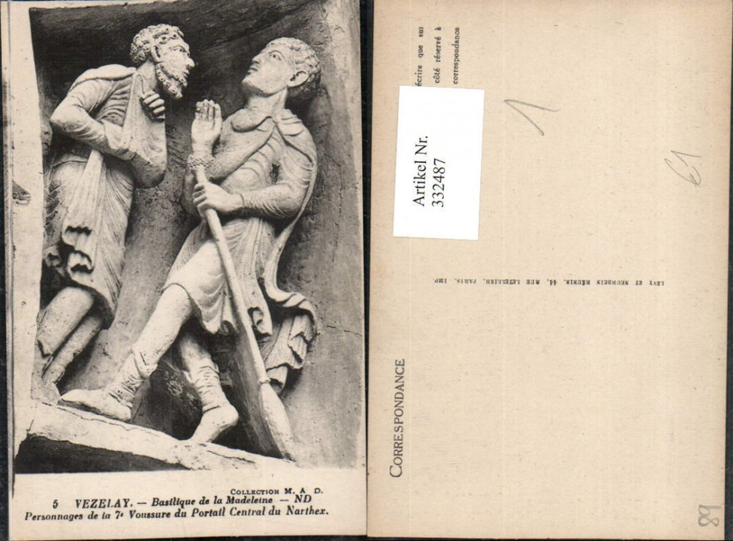 332487,Burgund Yonne Vezelay Basilique de la Madeleine Personnages Relief