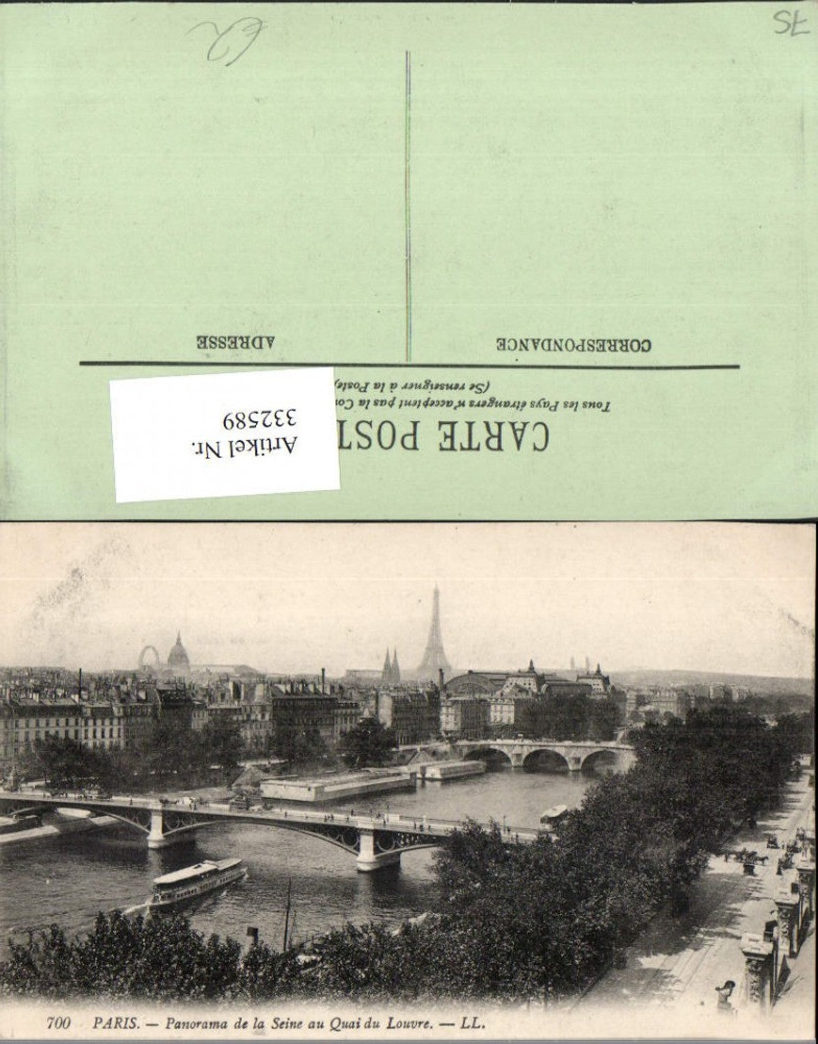 332589,Ile-de-France Paris Panorama de la Seine au Quai du Louvre bridges