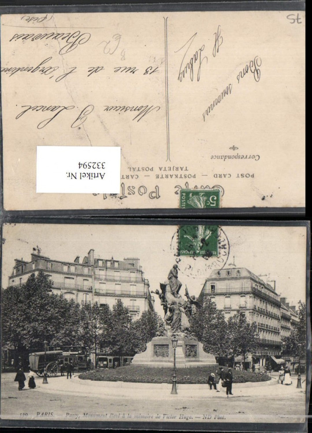 332594,Ile-de-France Paris Passy Monument eleve a la memorie de Victor Hugo