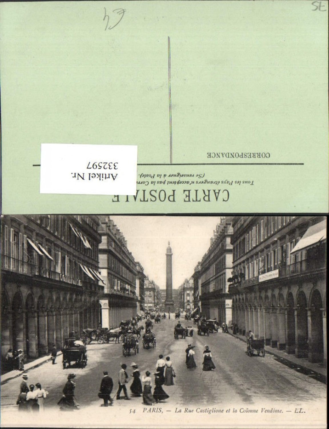 332597,Ile-de-France Paris La Rue Castiglione et la Colonne Vendome Straßenansicht Säule