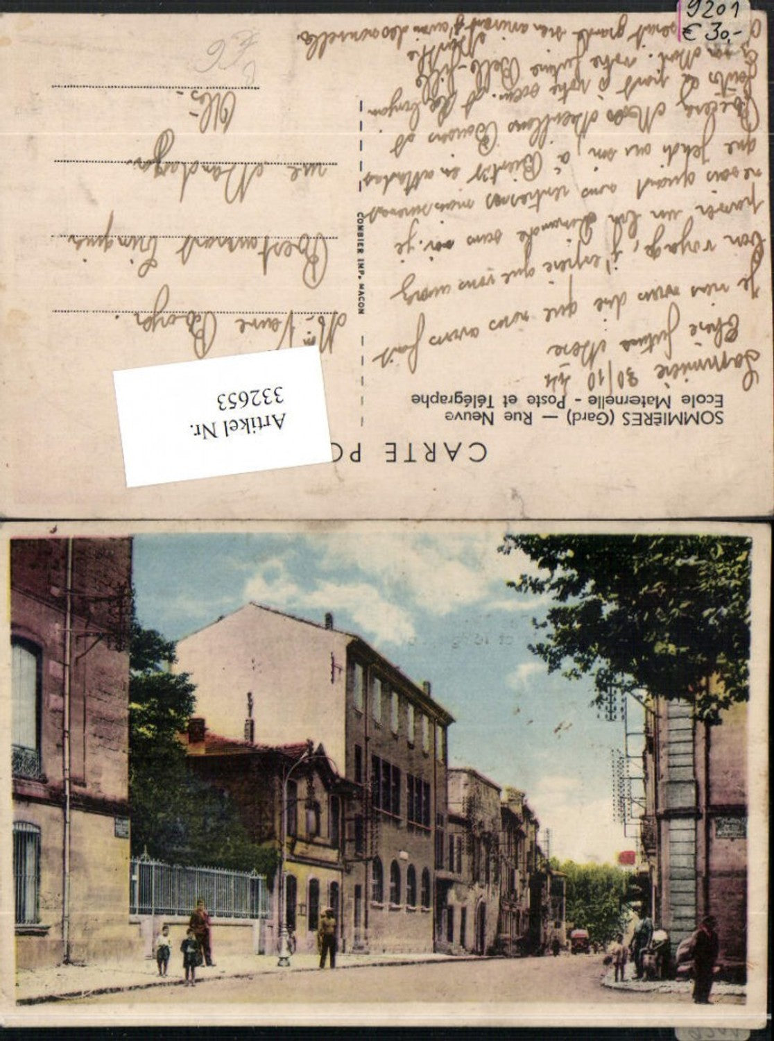 332653,Languedoc-Roussillon Gard Sommieres Rue Neuve Ecole Maternelle Post Schule