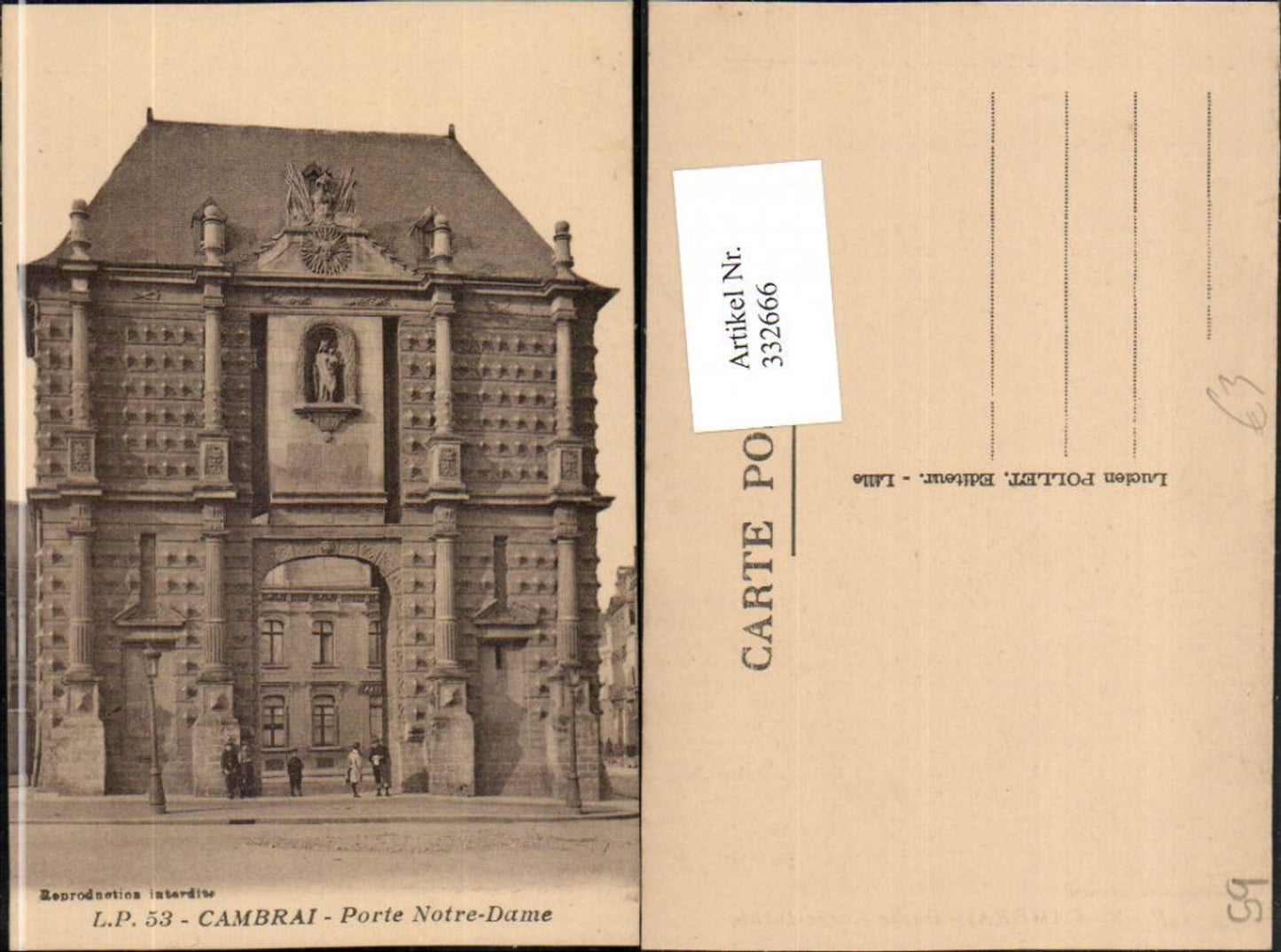 332666,Nord-Pas-de-Calais Nord Cambrai Porte Notre-Dame Denkmal