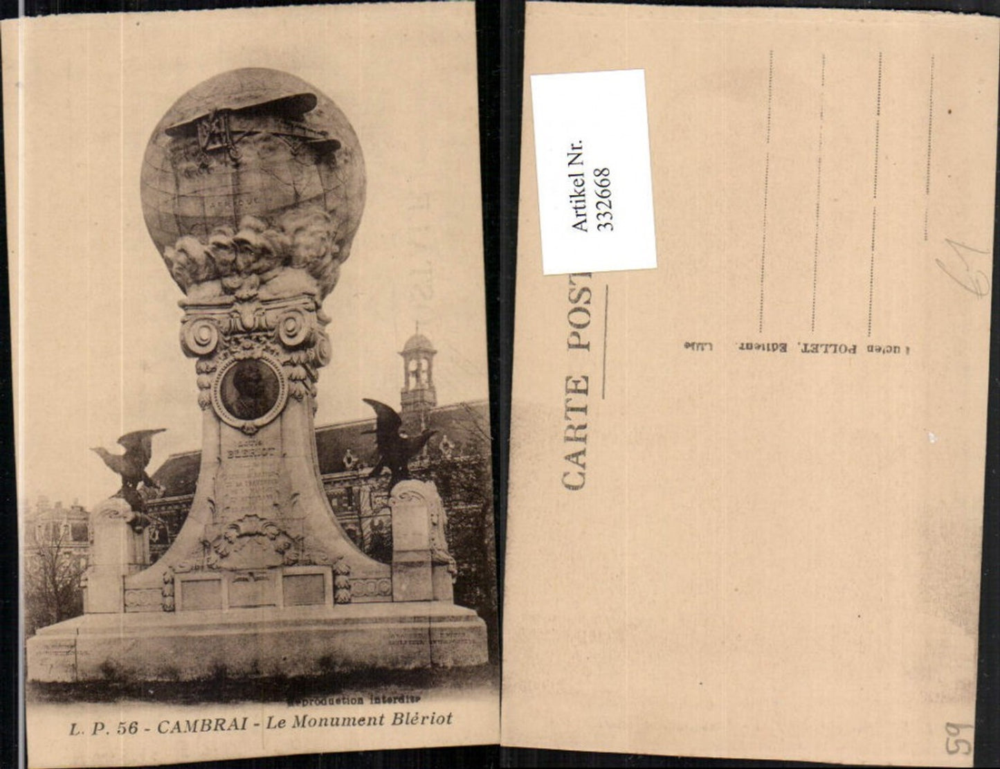 332668,Nord-Pas-de-Calais Nord Cambrai Le Monument Bleriot Denkmal