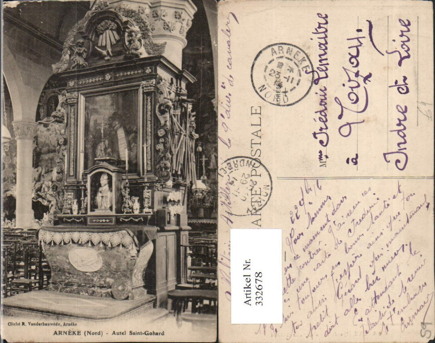 332678,Nord-Pas-de-Calais Nord Arneke Autel Saint-Gohard Kirche Altar