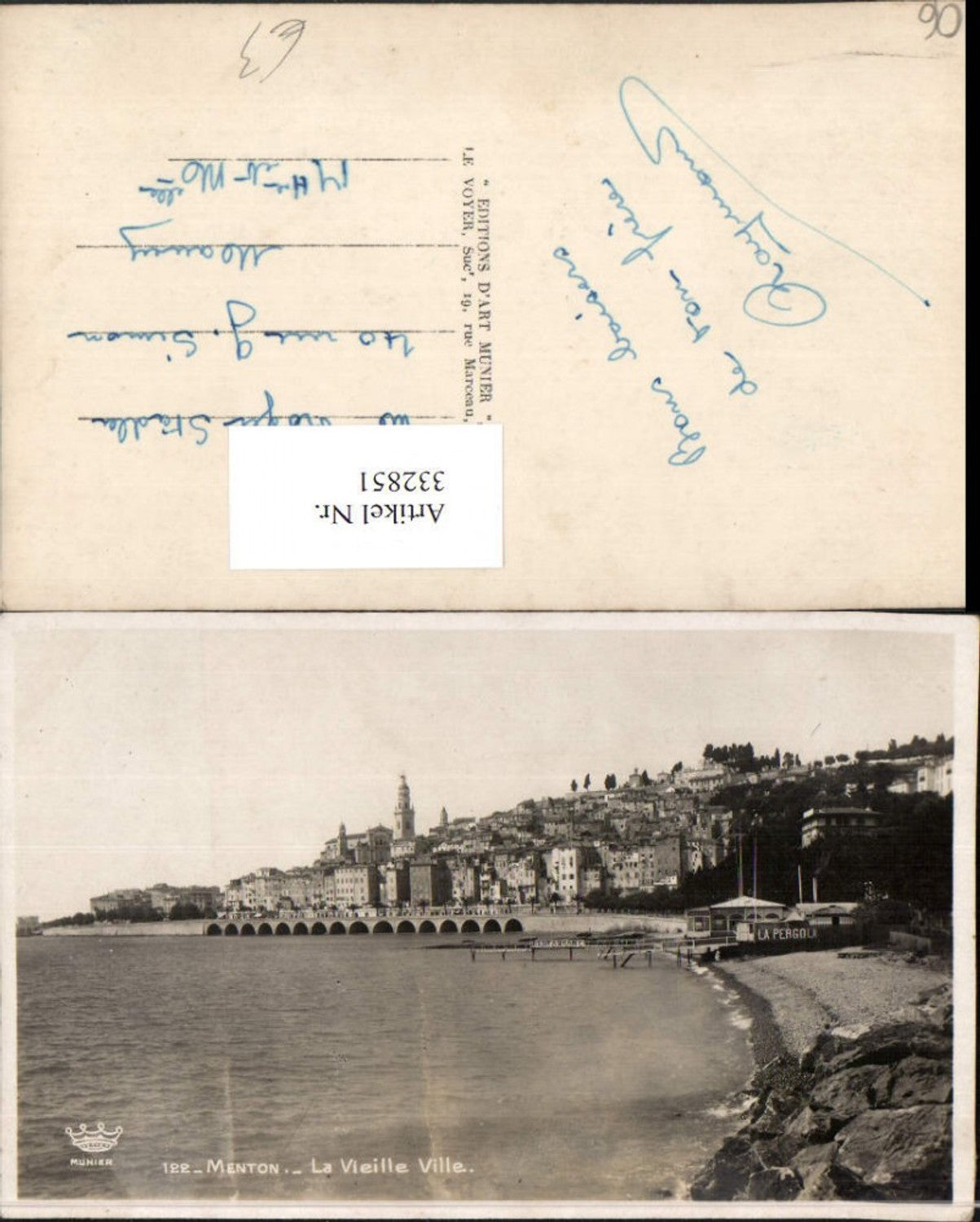 332851,Provence-Alpes-Cote-Azur Alpes-Maritimes Menton La Vieille Ville Teilansicht Strand Küste
