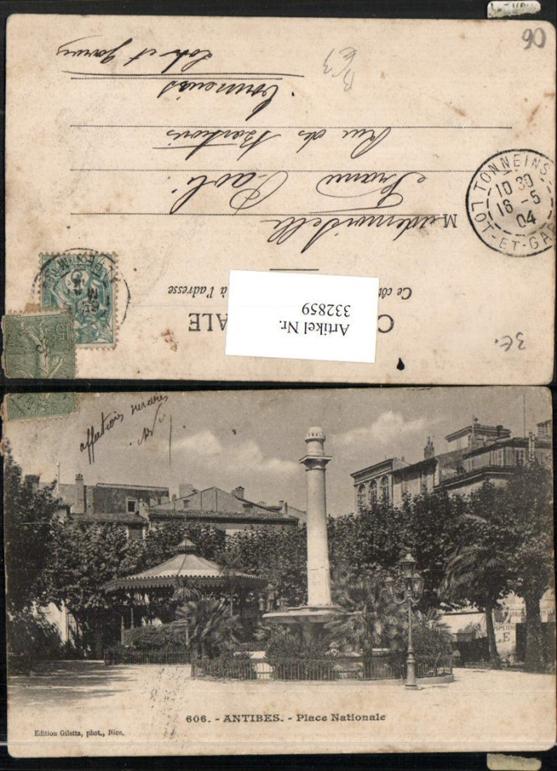 332859,Provence-Alpes-Cote-Azur Alpes-Maritimes Antibes Place Nationale Säule