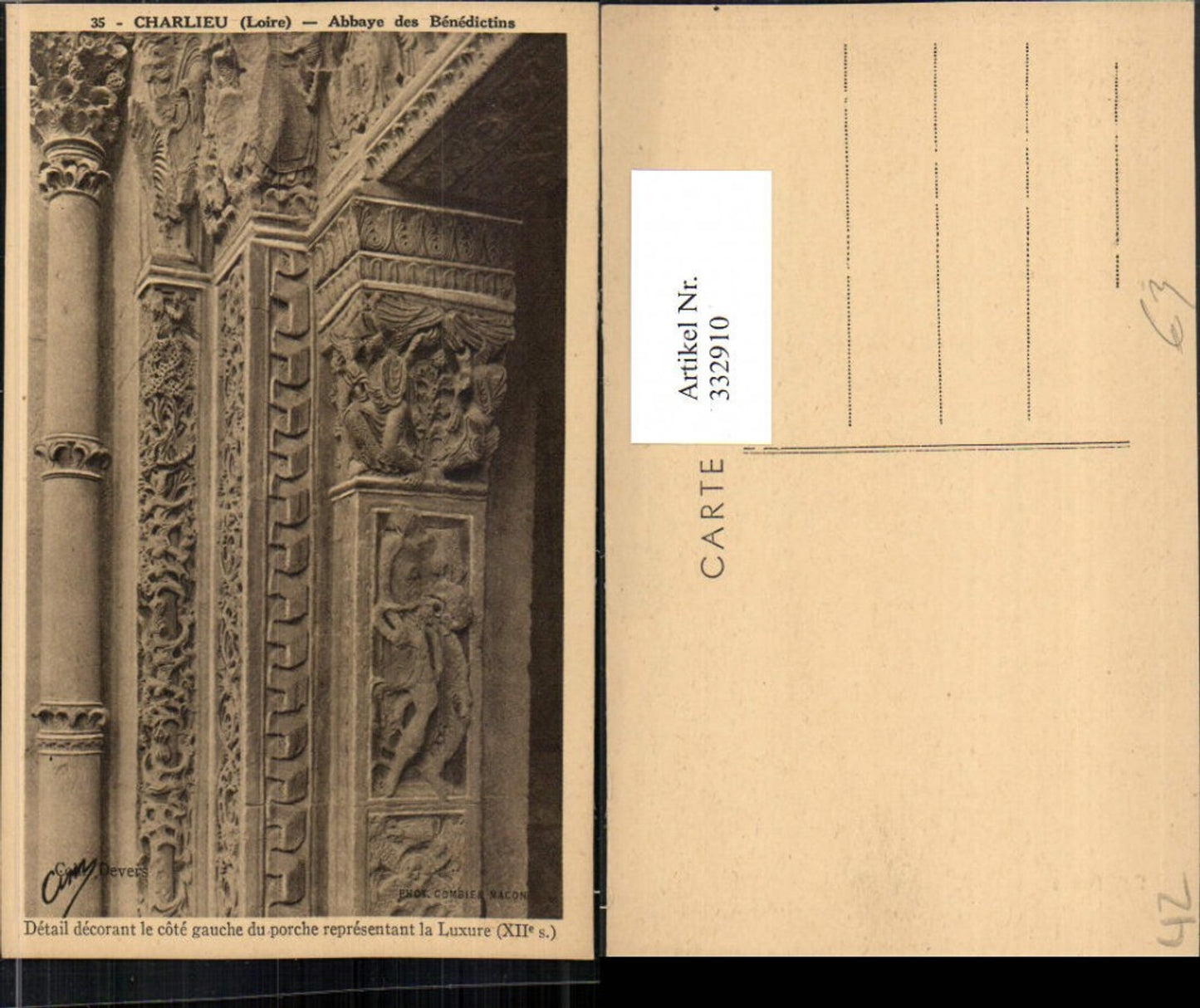 332910,Rhone-Alpes Loire Charlieu Abbaye des Benedictins Kloster Detail Freske