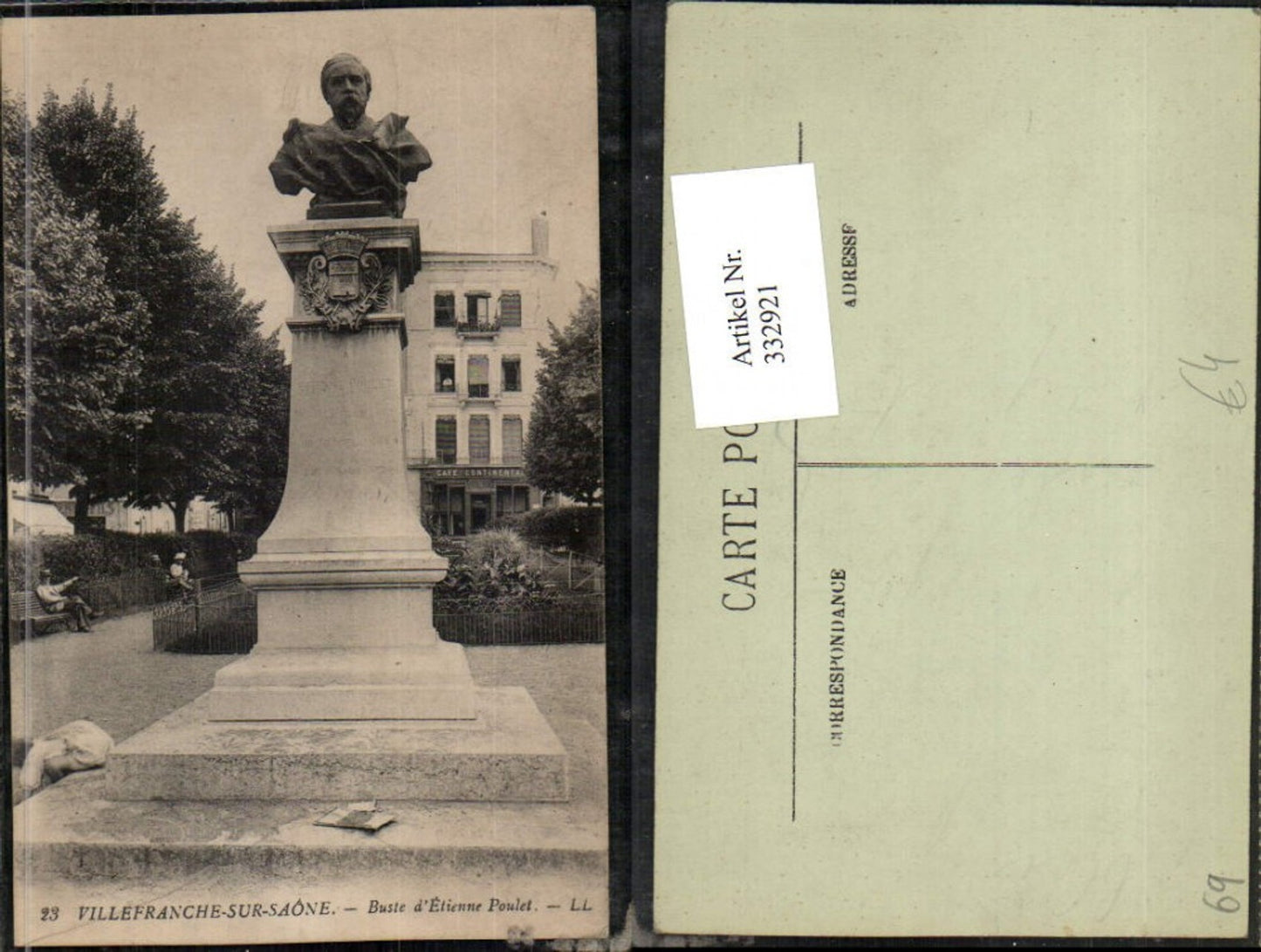 332921,Rhone-Alpes Rhone Villefranche-sur-Saone Buste d'Etienne Poulet Denkmal Büste