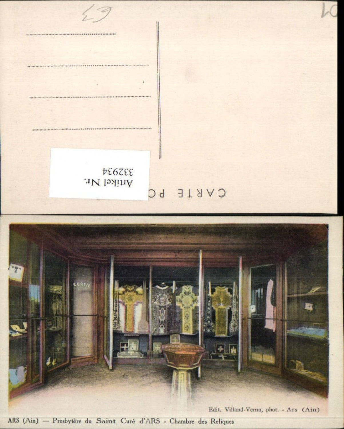 332934,Rhone-Alpes Ain Ars Presbytere du Saint Cure d'Ars Chambre des Reliques