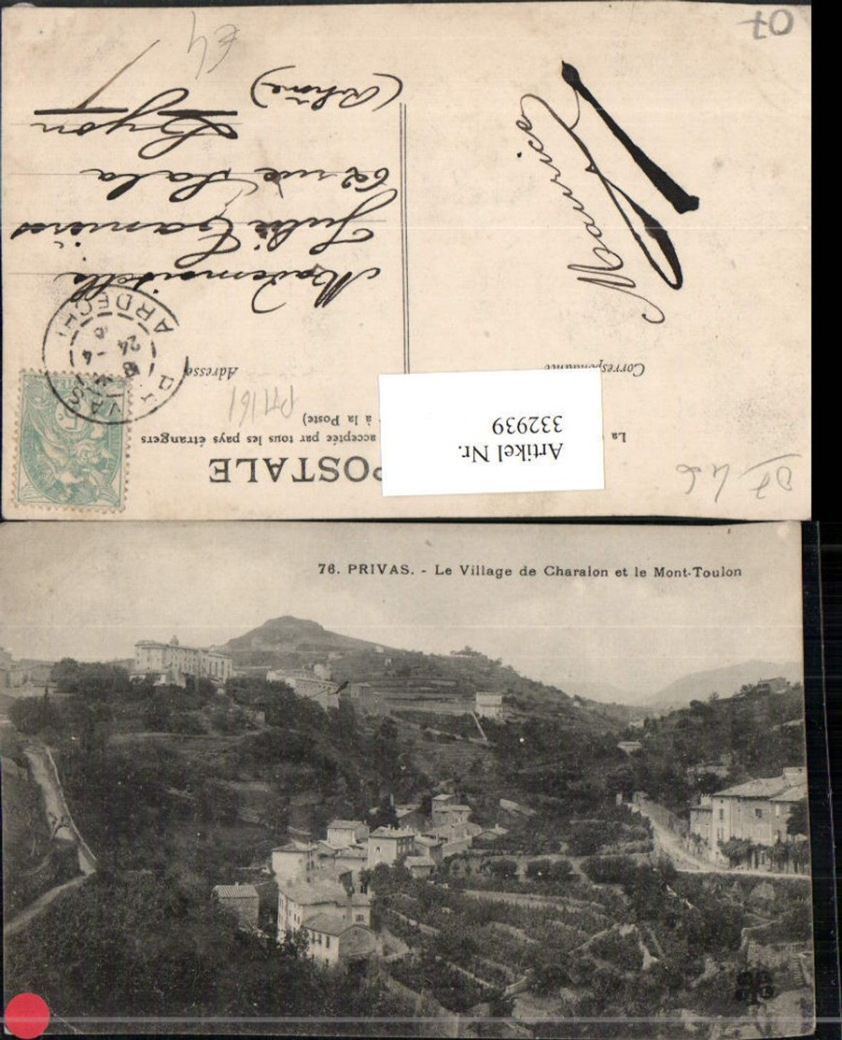 332939,Rhone-Alpes Ardeche Privas Le Village de Charalon et le Mont-Toulon Totale