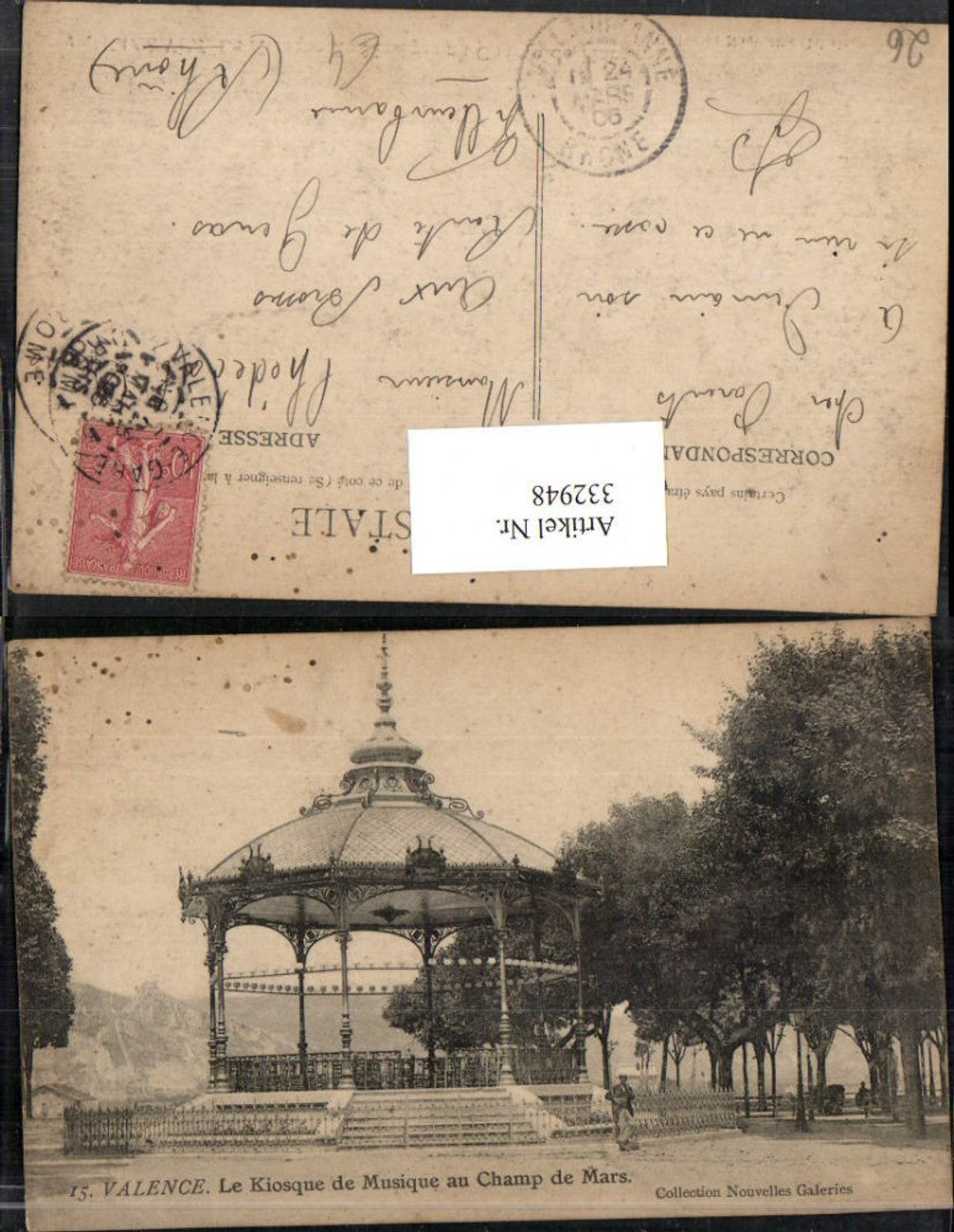 332948,Rhone-Alpes Drome Valence Le Kiosque de Musique au Champ de Mars Musikpavillon