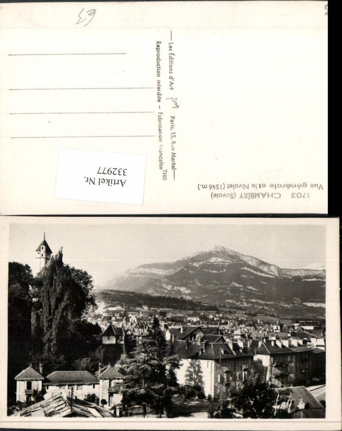 332977,Rhone-Alpes Savoie Chambery Vue generale et le Nivolet Totale Bergkulisse