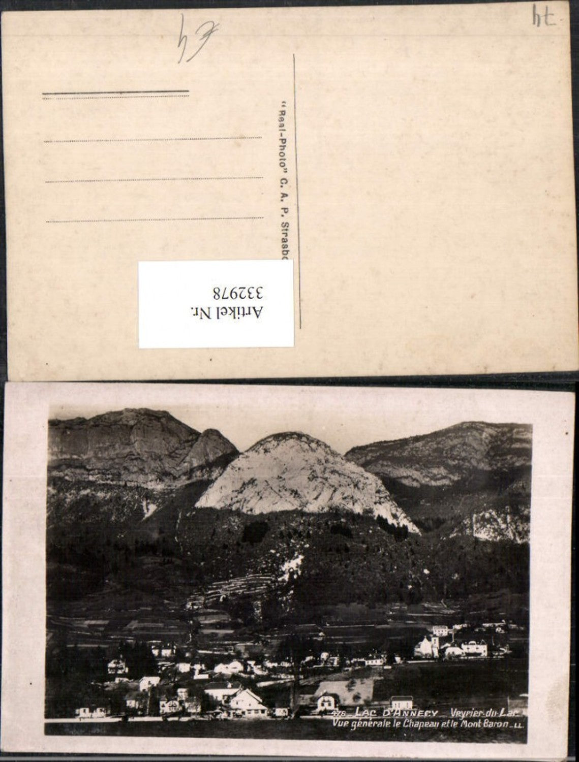 332978,Rhone-Alpes Haute-Savoie Lac d'Annecy Vue generale le Chapeau et le Mont-Baron Totale