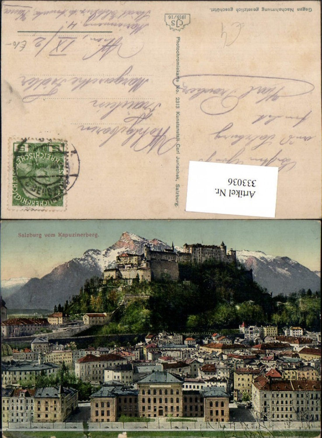 333036,Salzburg Teilansicht m. Festung vom Kapuzinerberg Bergkulisse