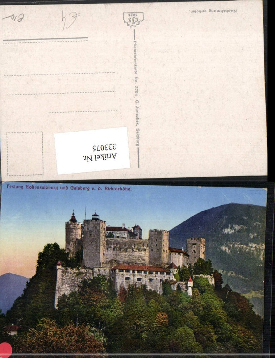 333075,Salzburg Festung Hohensalzburg u. Gaisberg von d. Richterhöhe