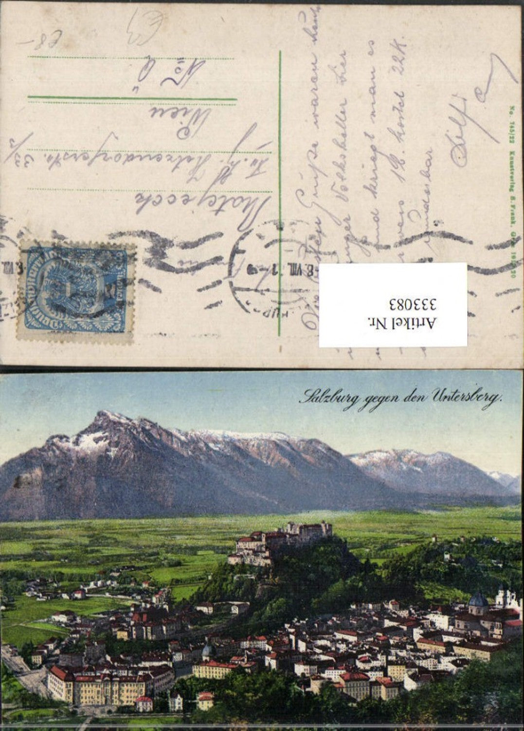 333083, Salzburg Total view with fortress against Untersberg mountain backdrop