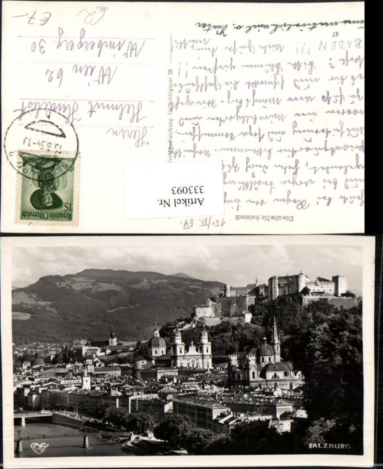 333093, Salzburg partial view with fortress pub Cosy