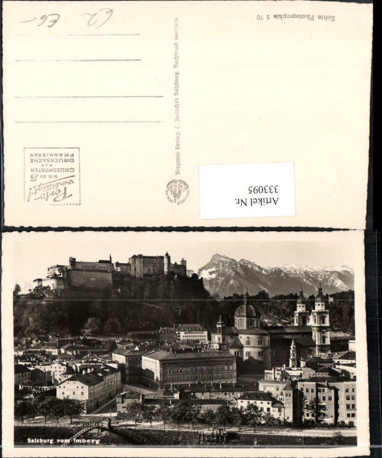 333095,Salzburg Teilansicht vom Imberg m. Festung Bergkulisse